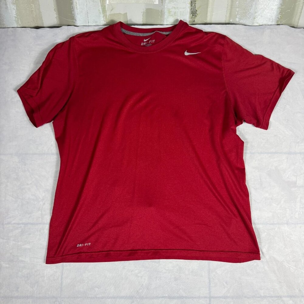 Nike Dri Fit Men's T-Shirt Red Crew Neck Short Sleeve‎ Performance Comfy Size XL